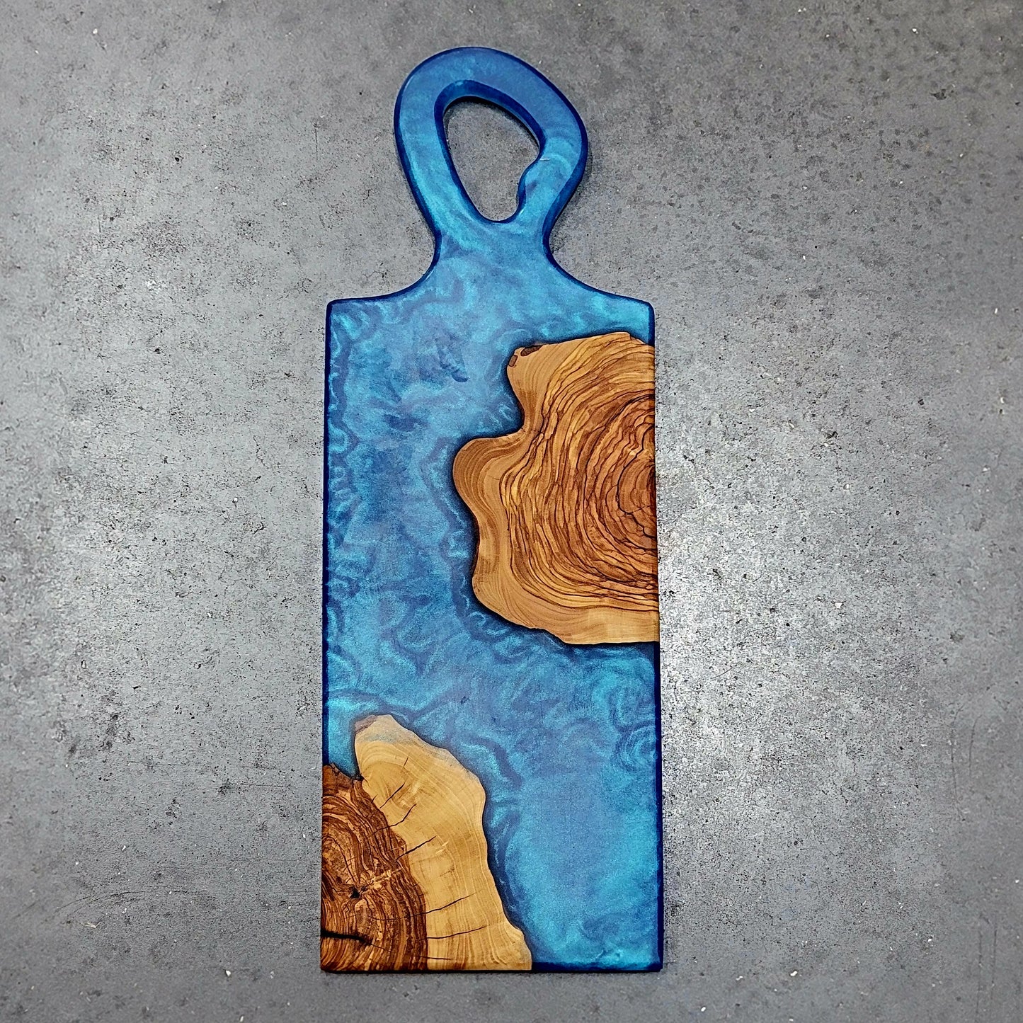 Olivewood & Epoxy Cheeseboard Serving Tray - ’Skylight Blue’ Olive wood board Decorative Trays