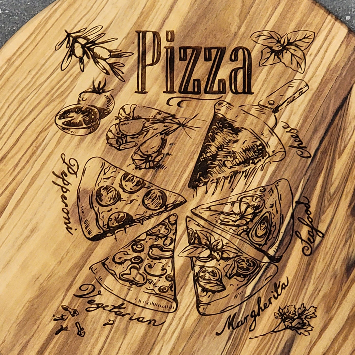Custom Olivewood Pizza Board 10"