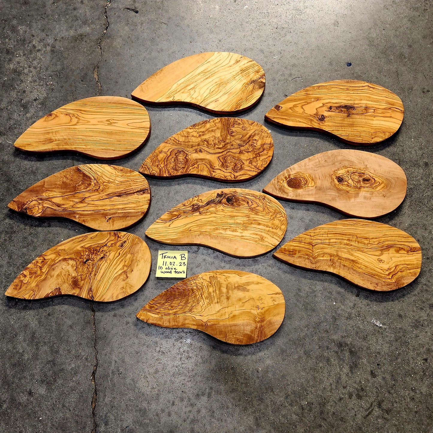 Laser Surplus Boards 10 olivewood teardrops