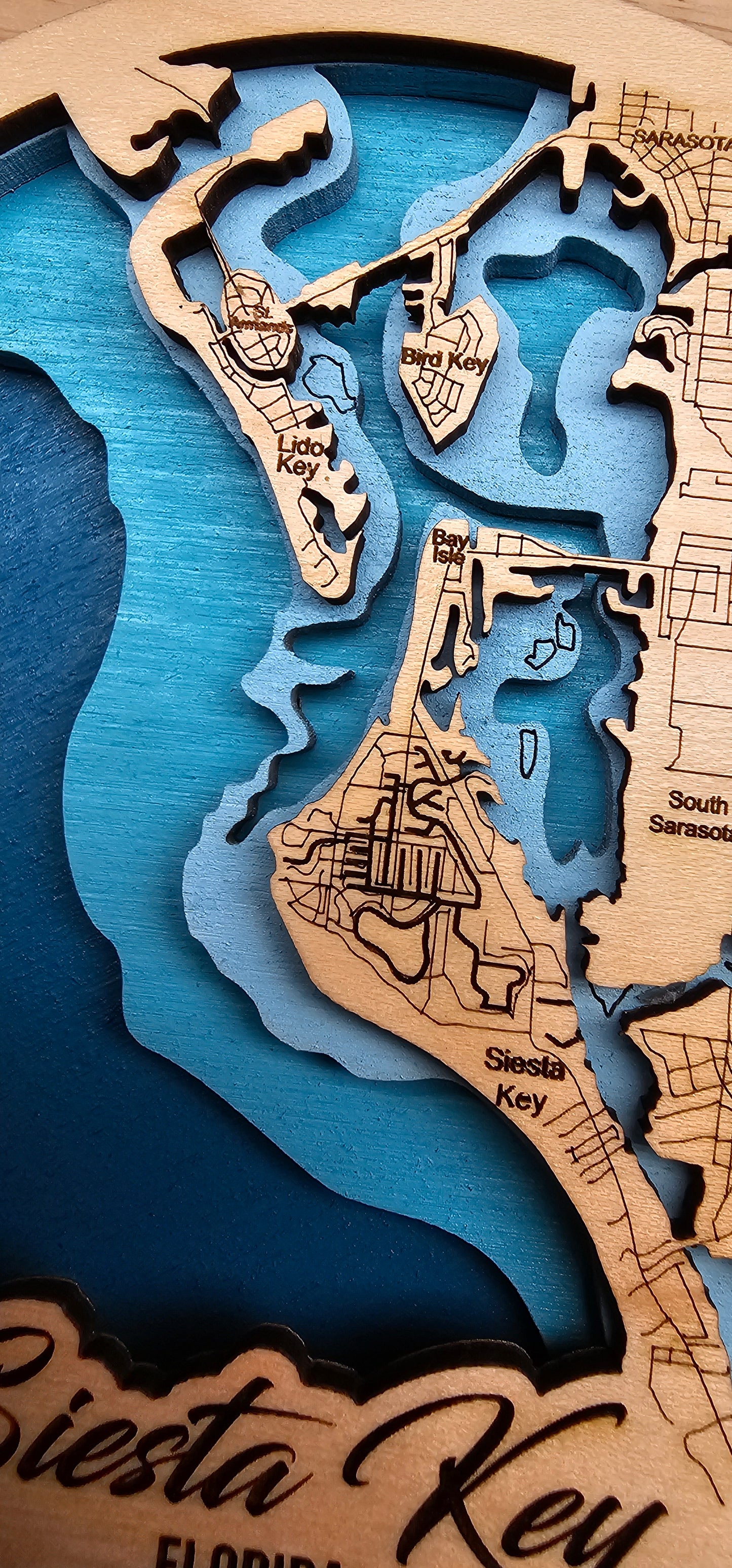 Siesta Key Ornament Sarasota Siesta Key Beach Souvenir holiday ornament 3d layered topography map
