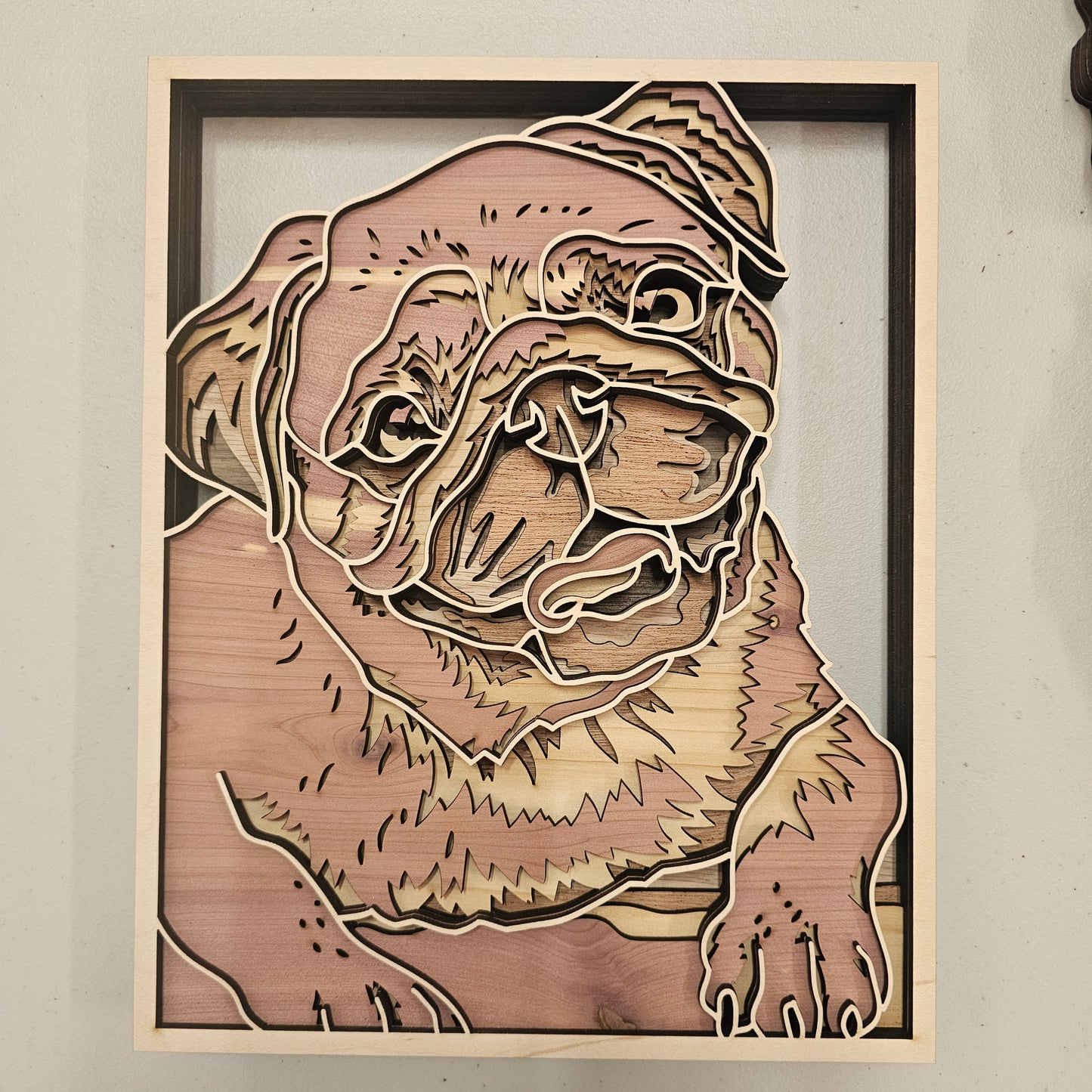 Pug Multi-Layer Wall Art | Wood Dog Art | Dog Lover Pug Gifts
