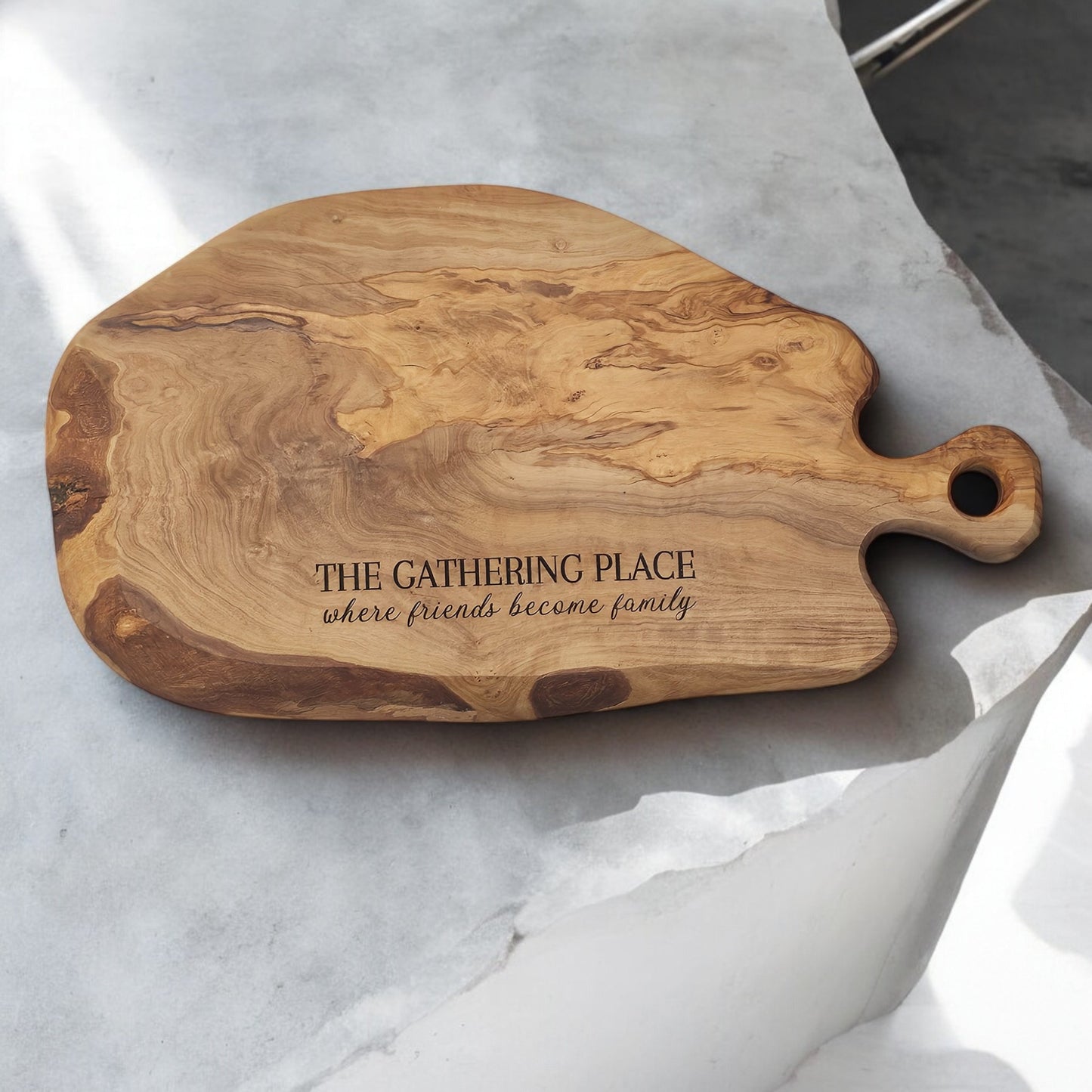 The Gathering Place | Custom Olivewood Cutting Board | Serving Tray | Wedding Gift