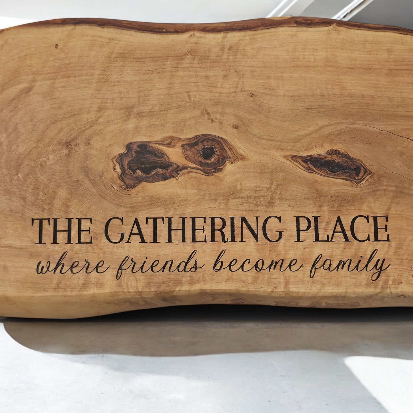 The Gathering Place | Custom Olivewood Cutting Board | Serving Tray | Housewarming Gift