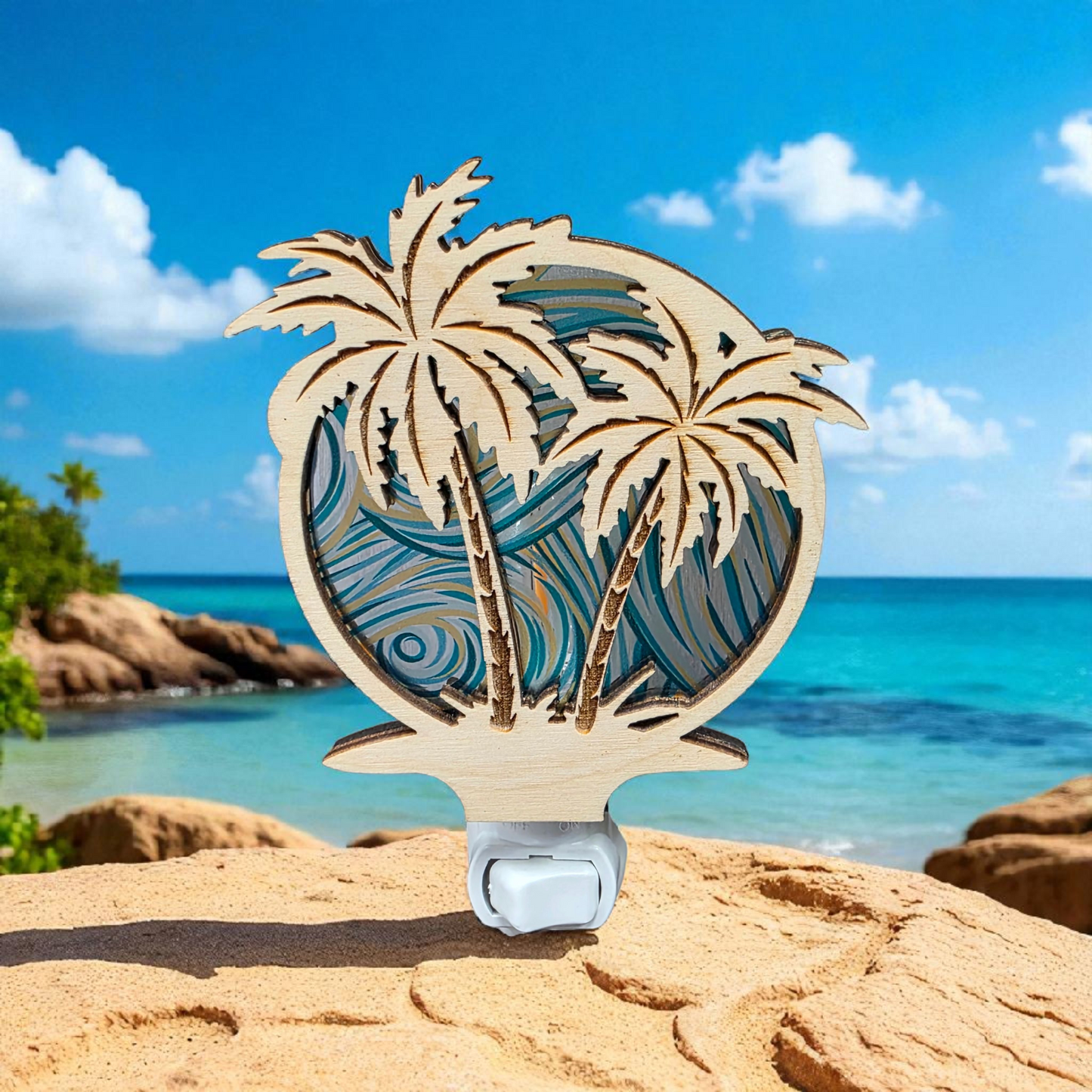 Coastal Palm Trees LED Night Light