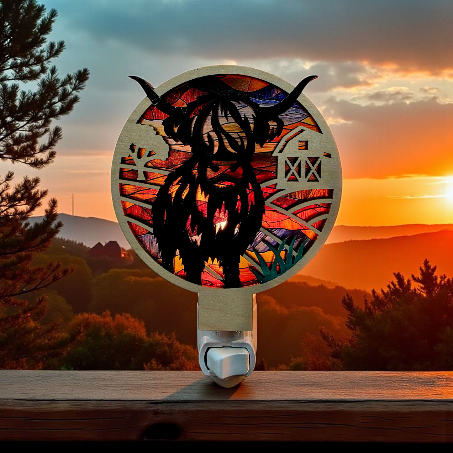 Highland Cow LED Night Light - Cow Decor Gift - Rustic Cowboy Decor