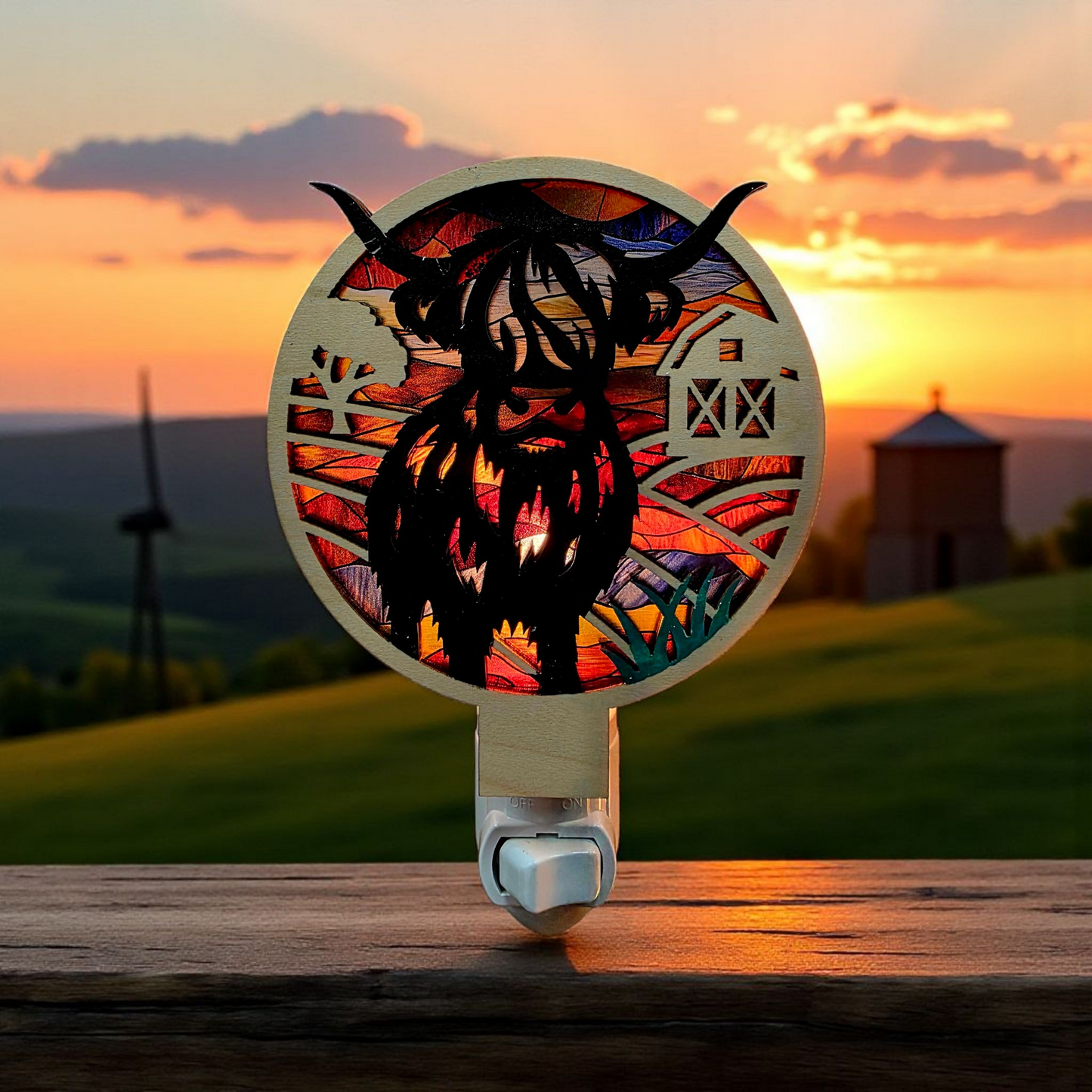 Highland Cow LED Night Light - Cow Decor Gift - Rustic Cowboy Decor