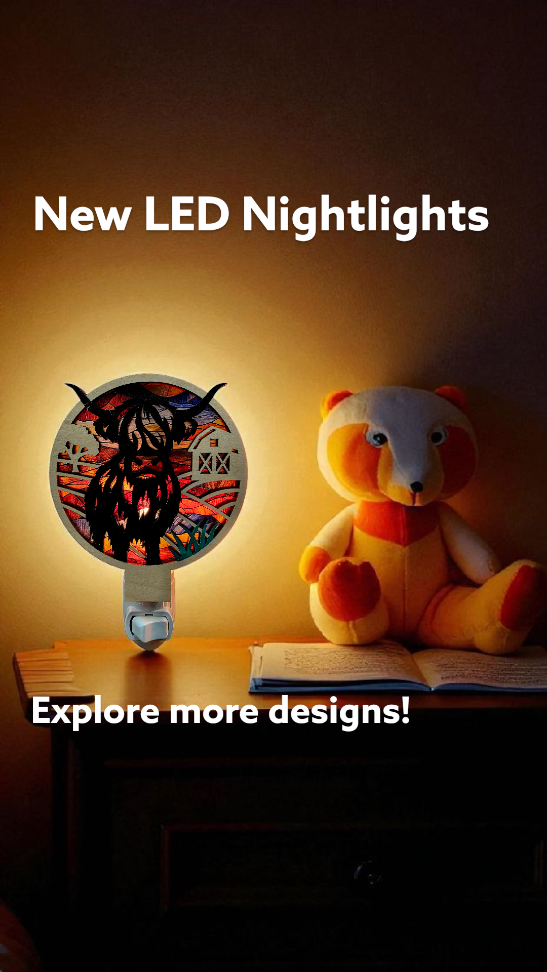 Highland Cow LED Night Light - Cow Decor Gift - Rustic Cowboy Decor