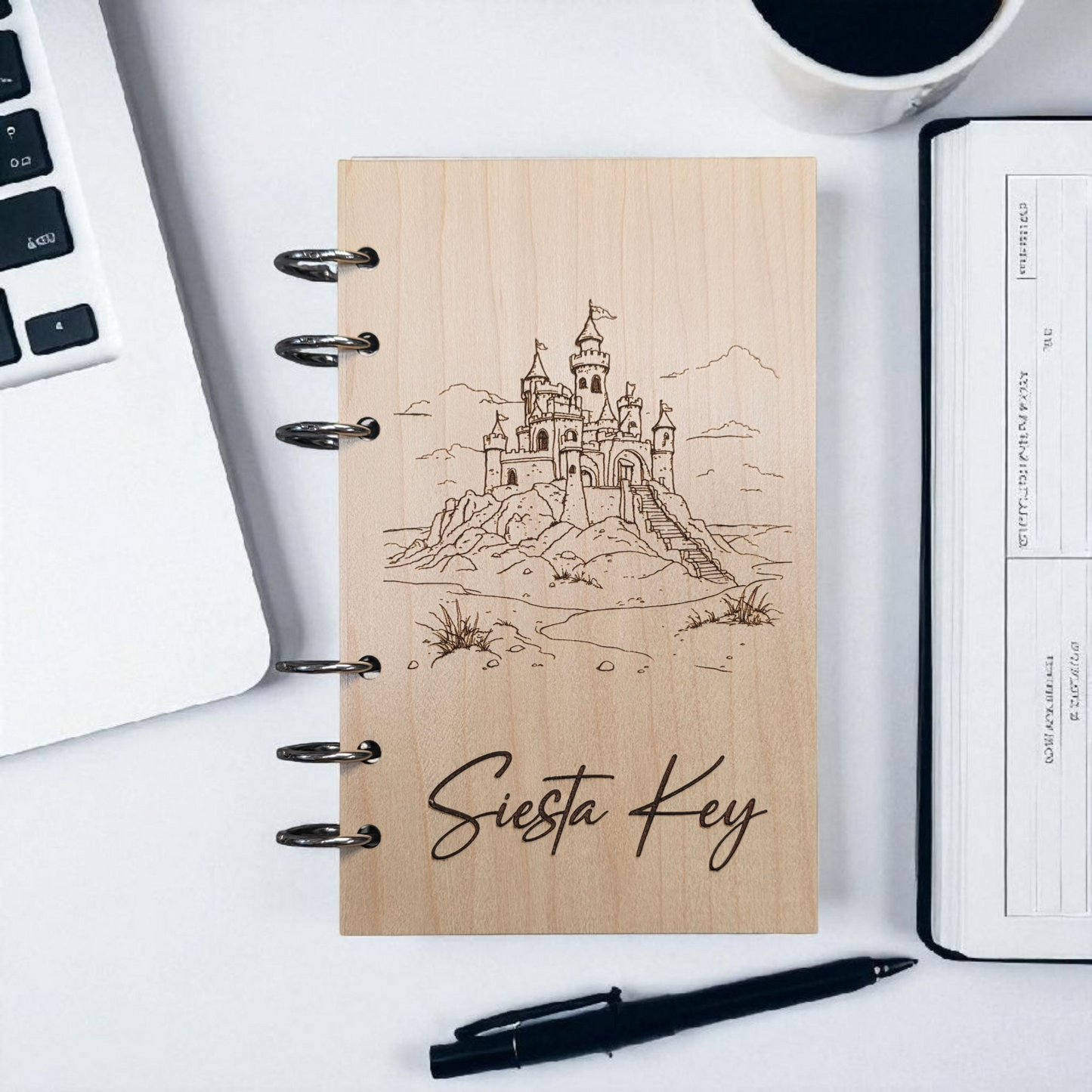 Siesta Key Sandcastle Notebook Journal - A6 Refillable Notebook