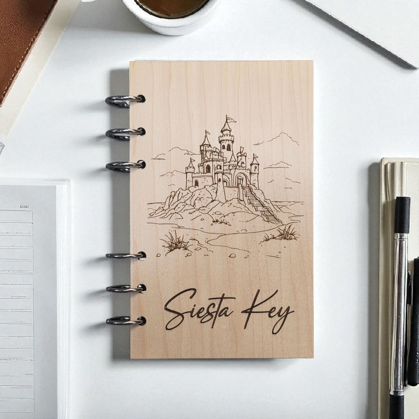 Siesta Key Sandcastle Notebook Journal - A6 Refillable Notebook