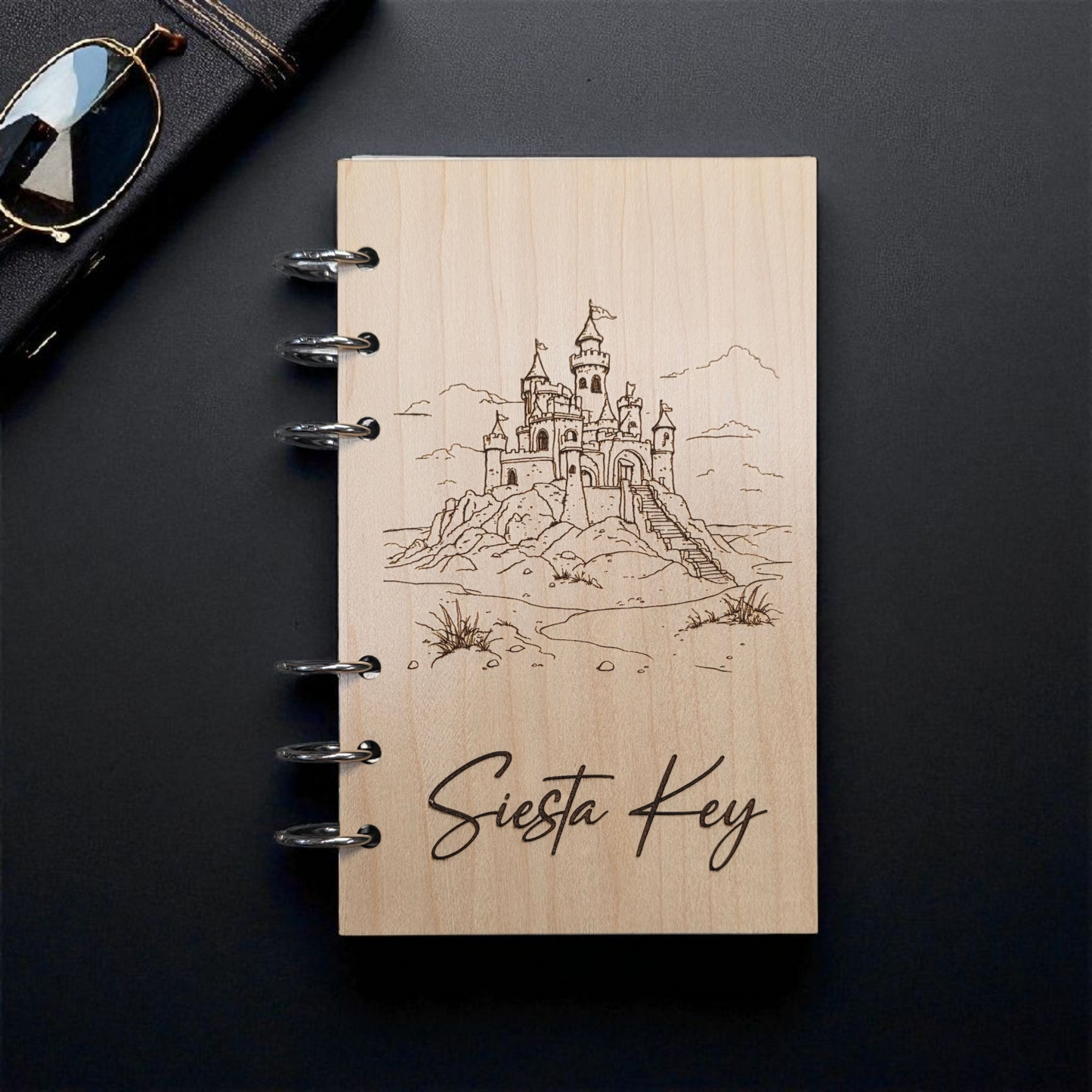 Siesta Key Sandcastle Notebook Journal - A6 Refillable Notebook