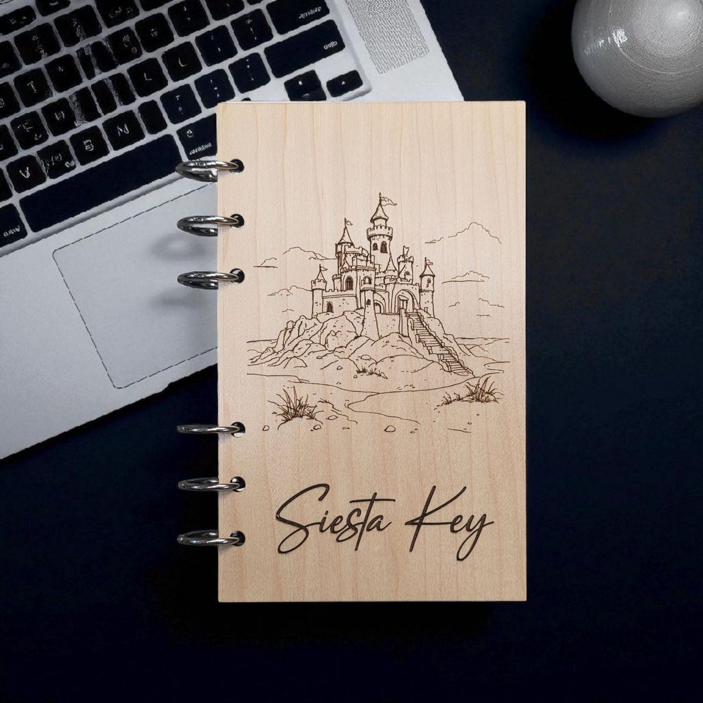 Siesta Key Sandcastle Notebook Journal - A6 Refillable Notebook