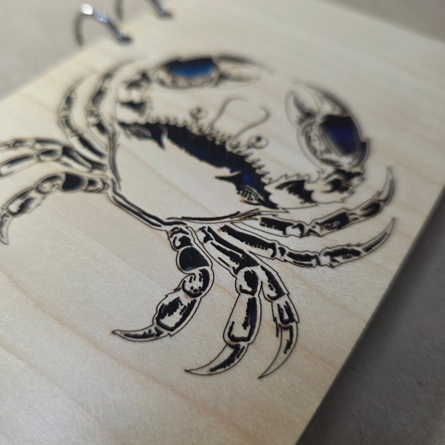 Crab Wood Notebook w/Color Inlay - A6 Refillable Journal