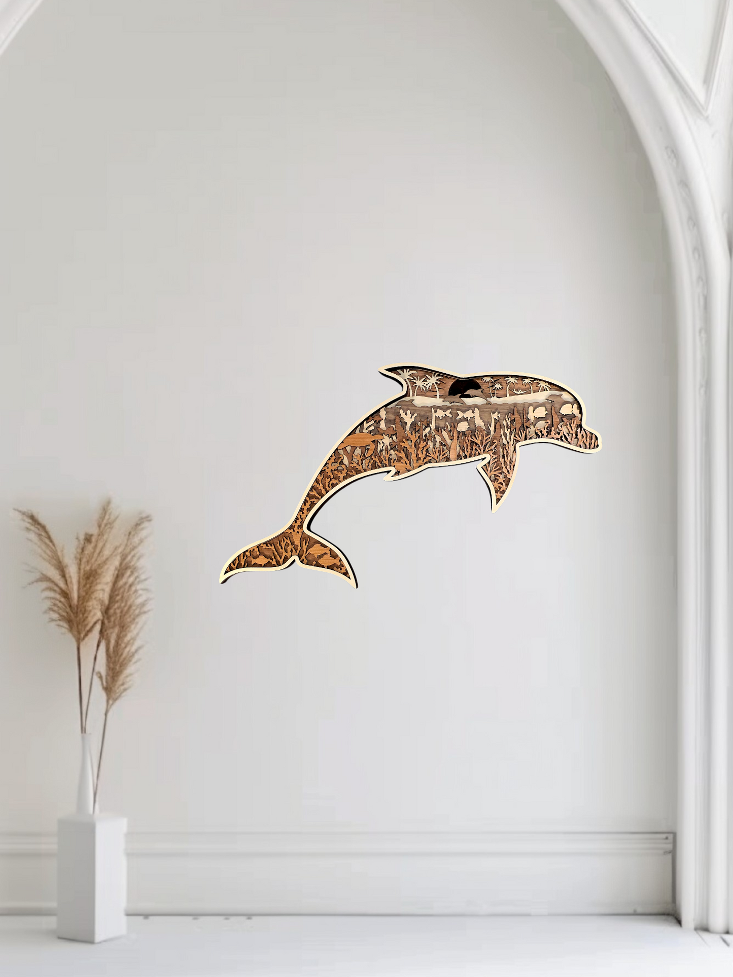 Dolphin Coastal Decor Multilayer Wood Wall Art
