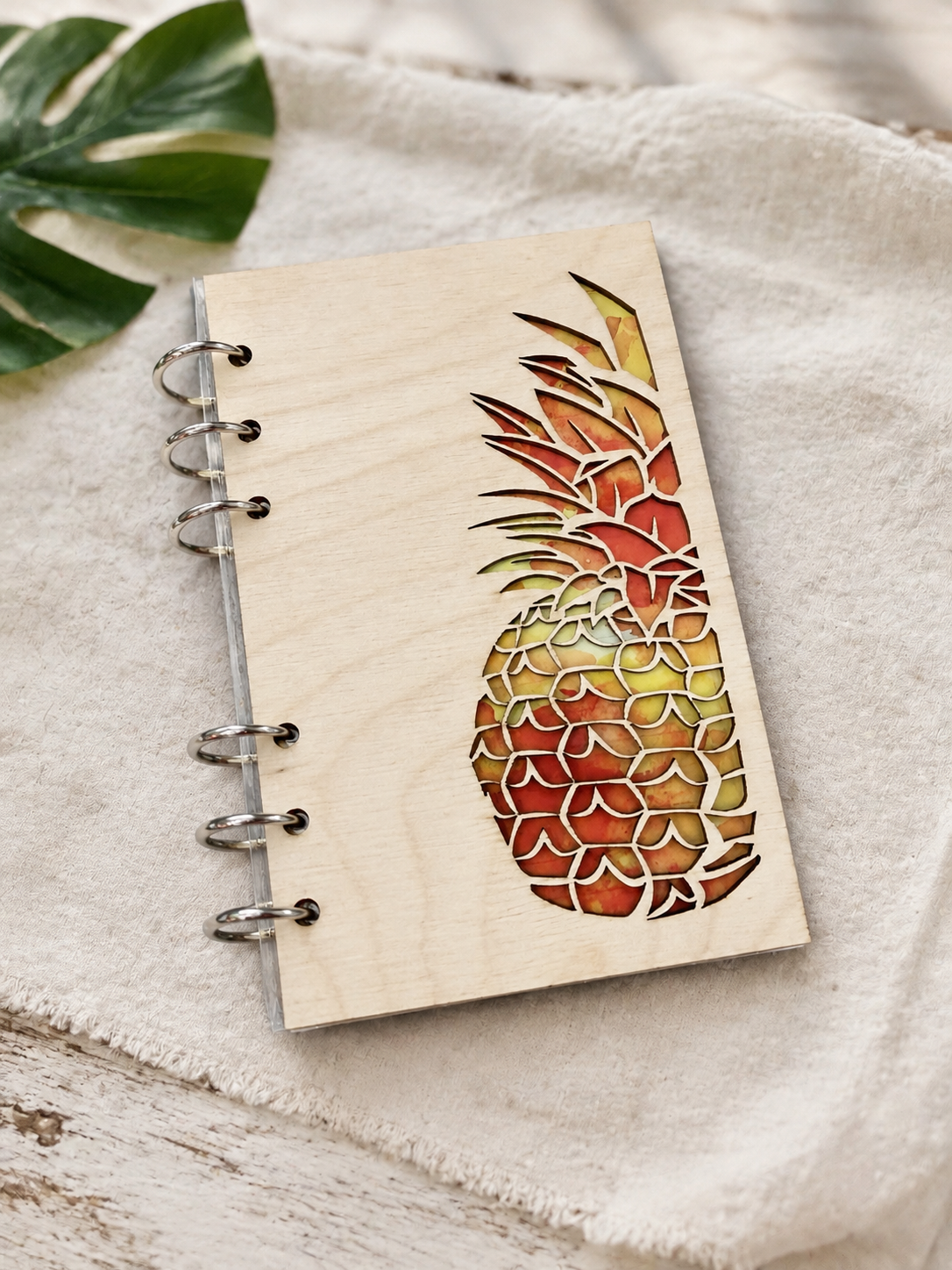 Pineapple A6 Refillable Wood Notebook Journal - (Wholesale)