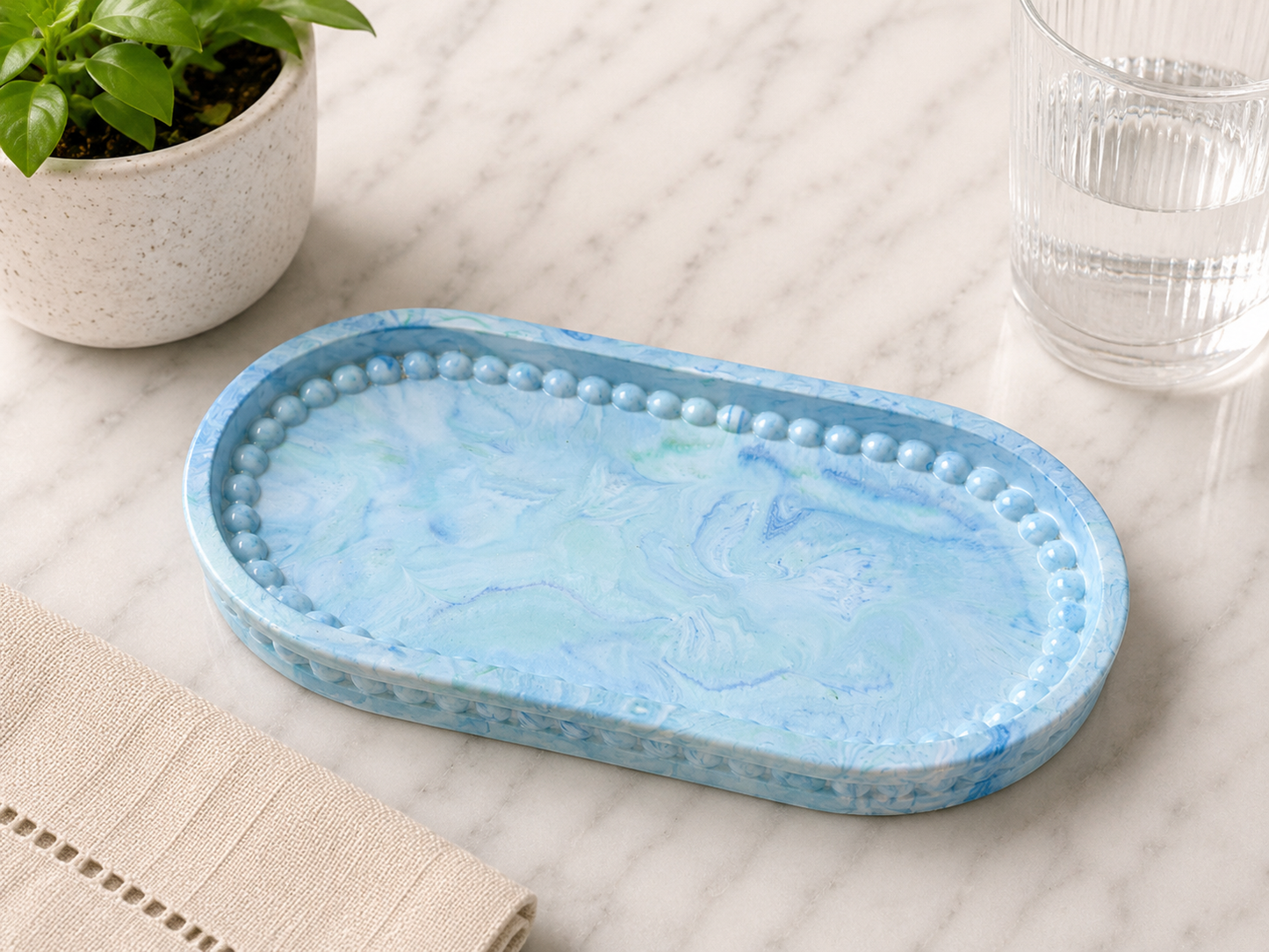 The Scalloped Tray - Luxe Beaded Trinket Tray