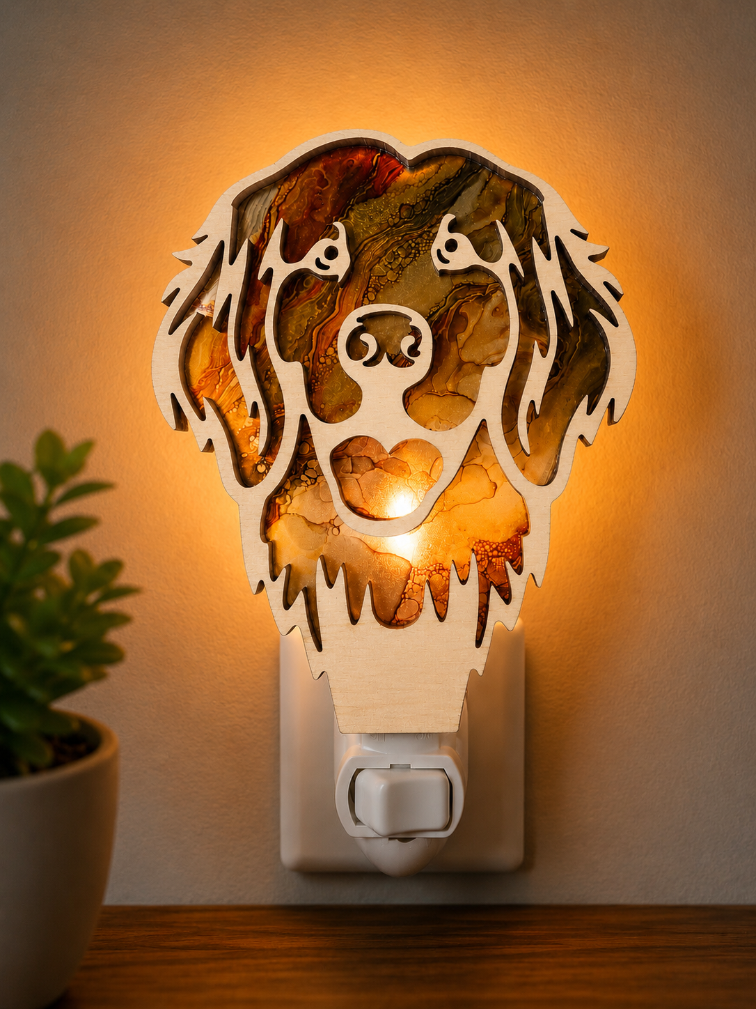 Golden Retriever Wood LED Night Light
