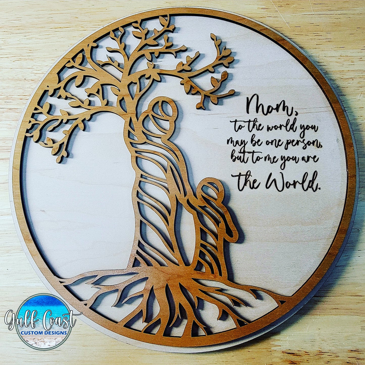 Gifts for Mom Sentimental Wood Art Engraved - "To the World you may be one person, but to me you are the world"