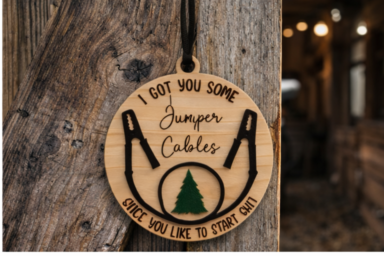 Novelty Christmas Ornament - Jumper Cables - Funny Mechanic Car Ornament (Wholesale)