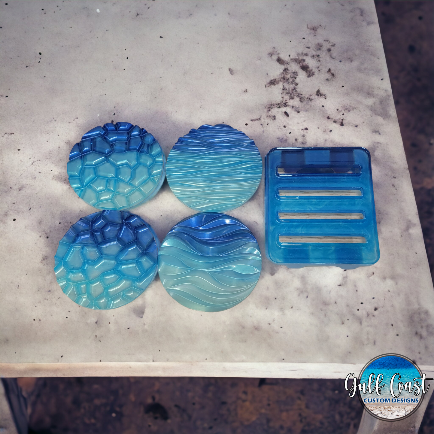 Ocean Color 3D Coasters with Holder