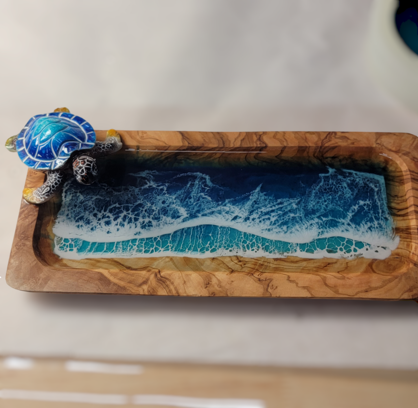 Olivewood Trinket Tray with Turtle