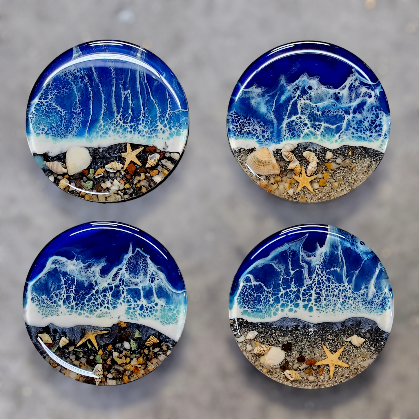 Epoxy Art Beach Wave Coasters (Set of 4)