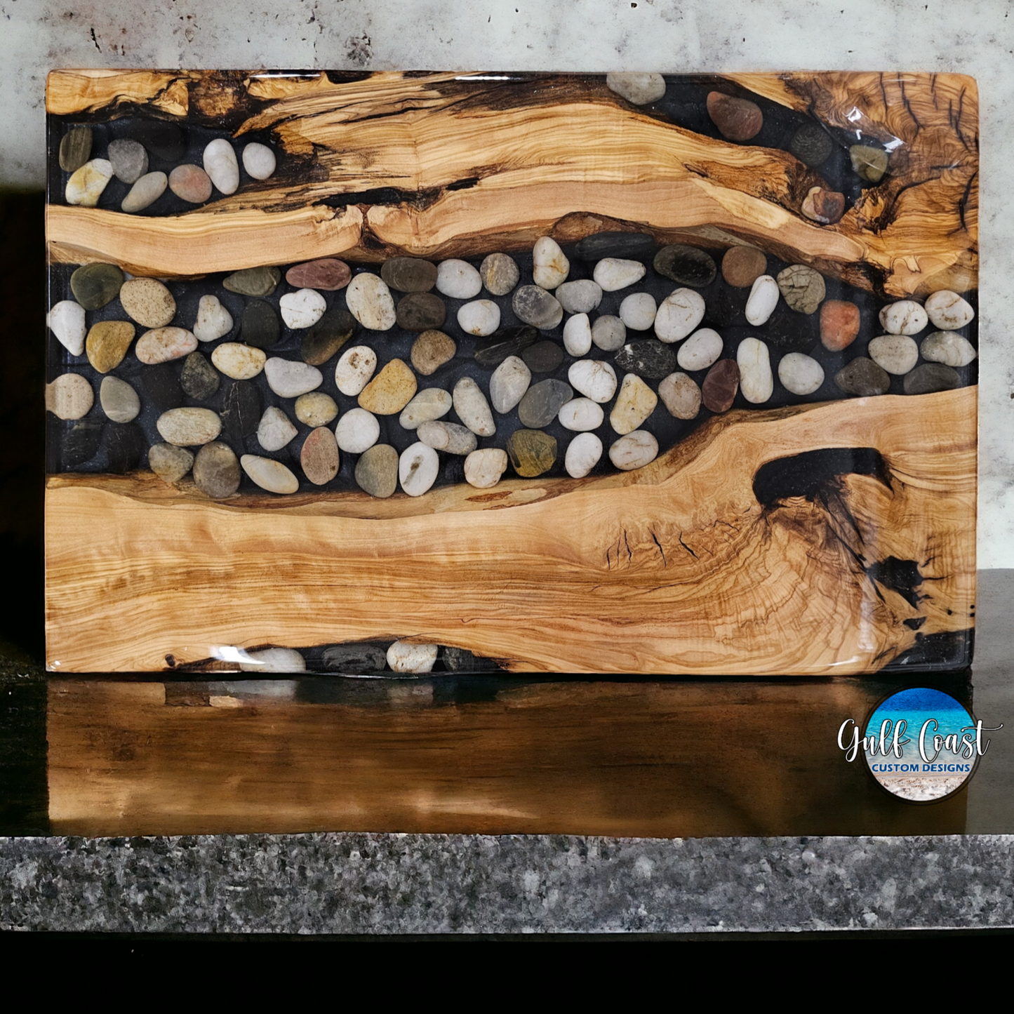 Pebble Beach Olivewood Tray Kitchen Art Decor
