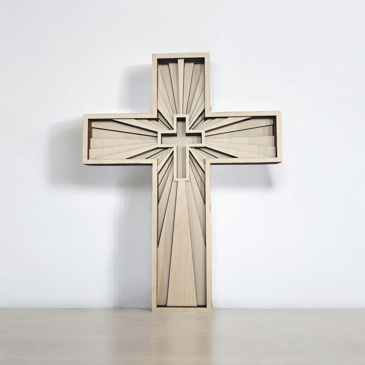 Wood Cross Handcrafted Multi-Layered Wall Art - Religious Art