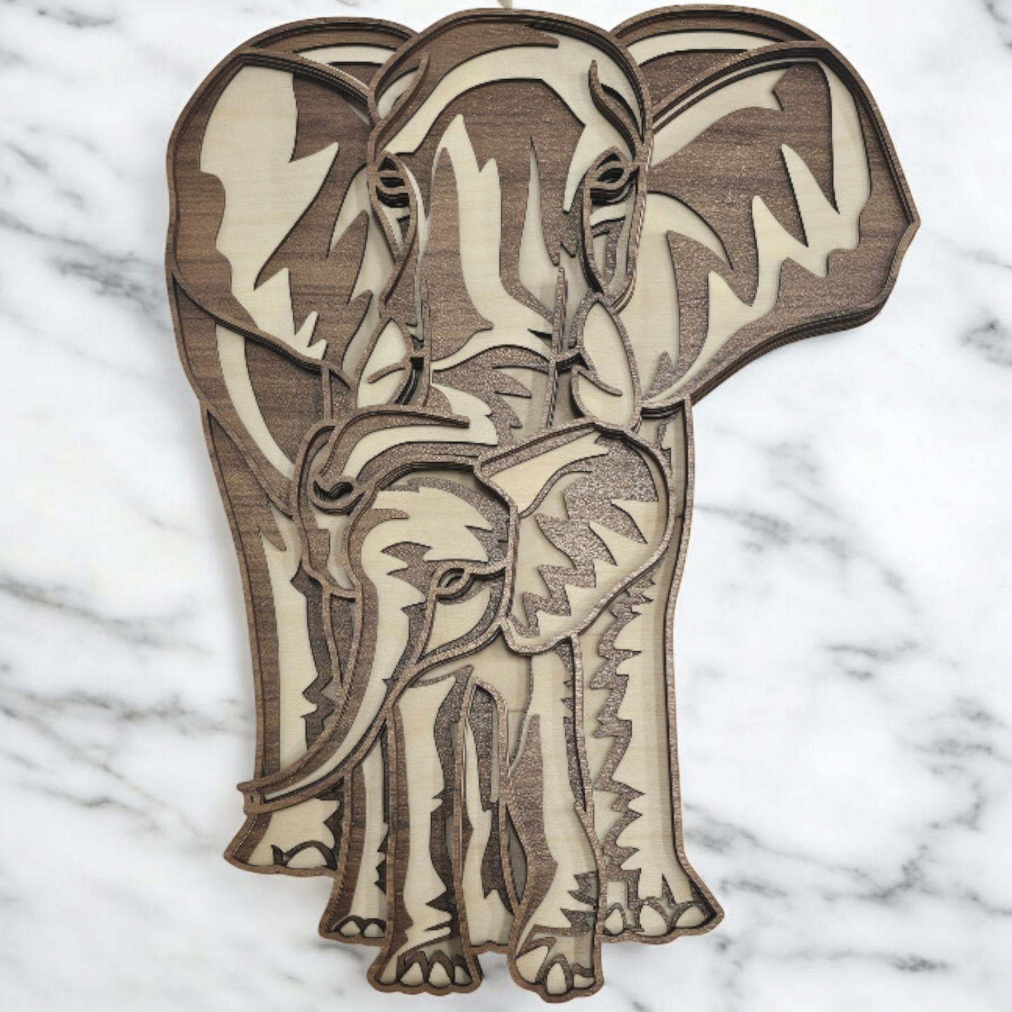 Elephant Wall Art Handcrafted Multi-Layer – Safari Nursery Decor