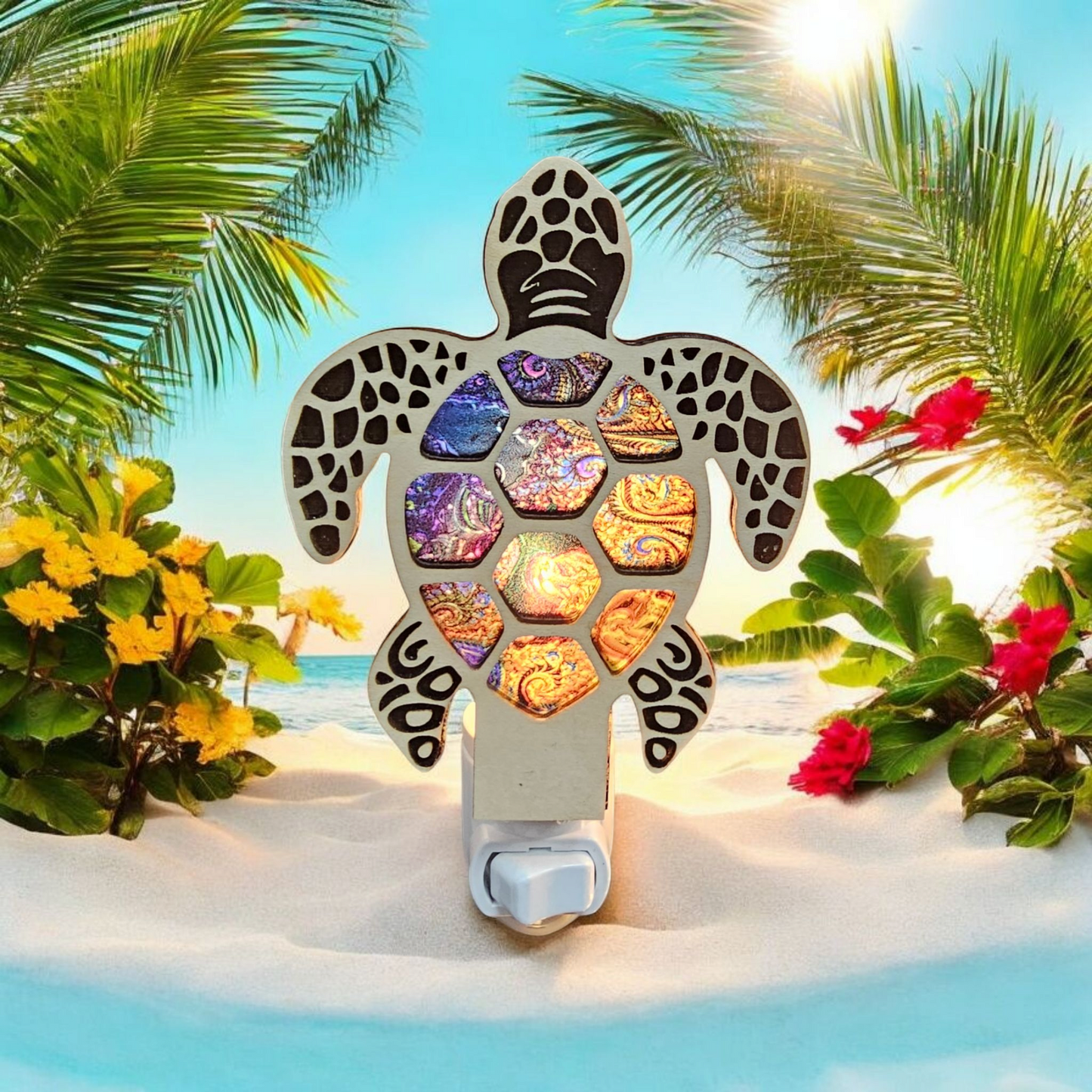 Sea Turtle Night Light - Stained Glass-Inspired Turtle Nightlight – LED Accent Light