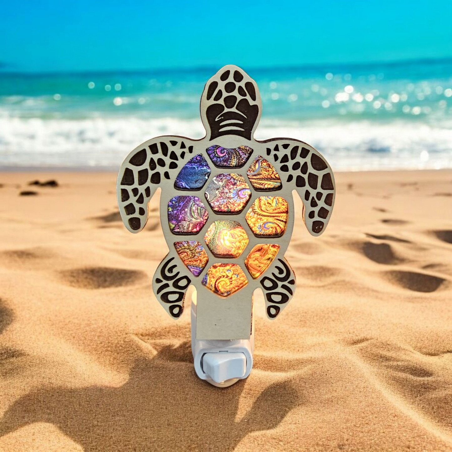 Sea Turtle Night Light - Stained Glass-Inspired Turtle Nightlight – LED Accent Light