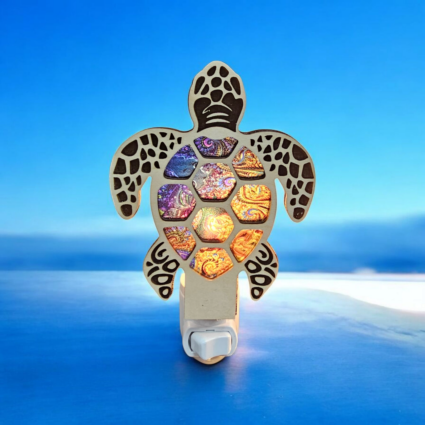 Sea Turtle Night Light - Stained Glass-Inspired Turtle Nightlight – LED Accent Light