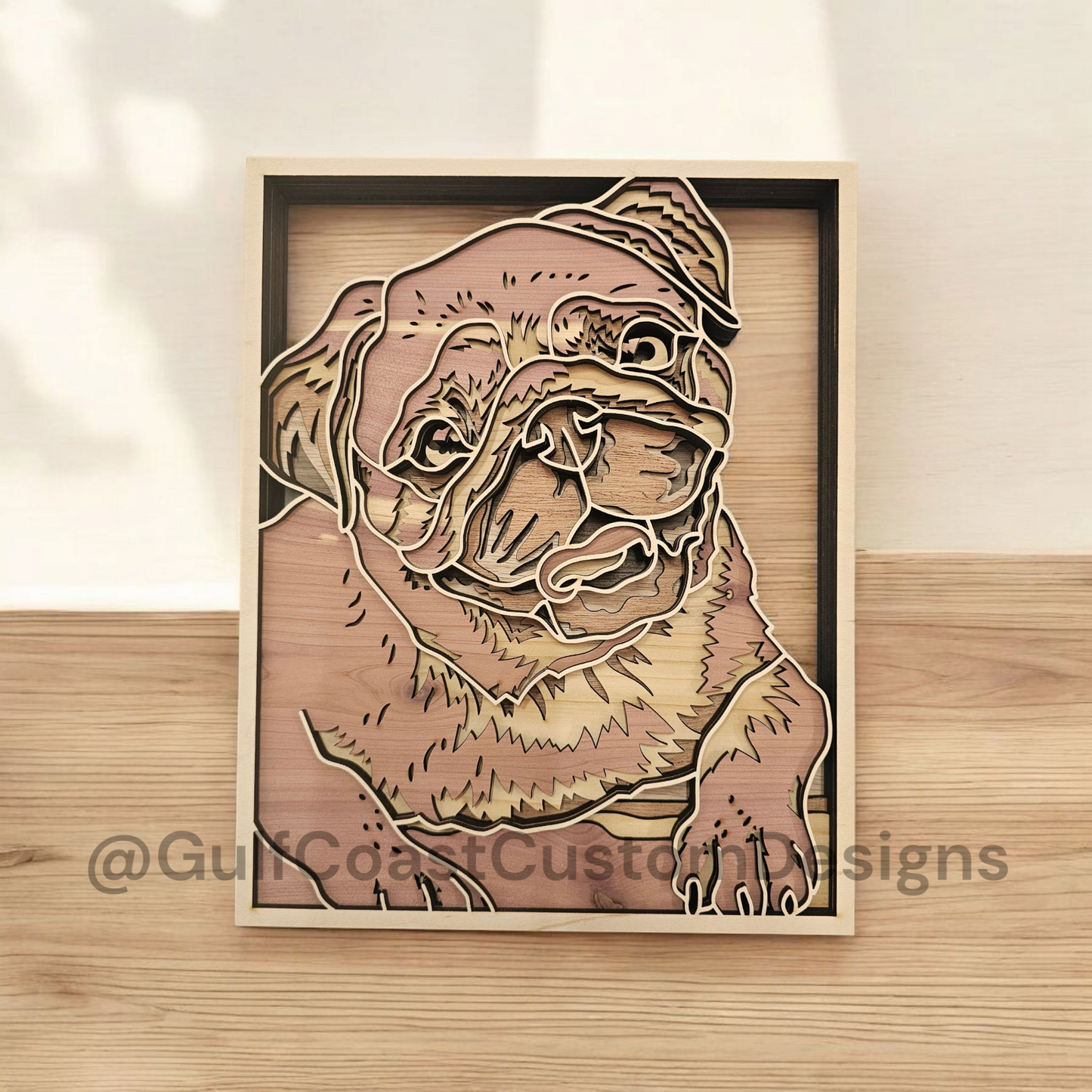 Pug Multi-Layer Wall Art | Wood Dog Art | Dog Lover Pug Gifts