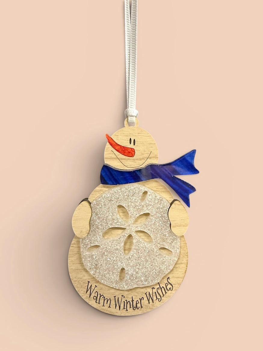 Tropical Snowman with Sand Dollar Ornament (Wholesale)