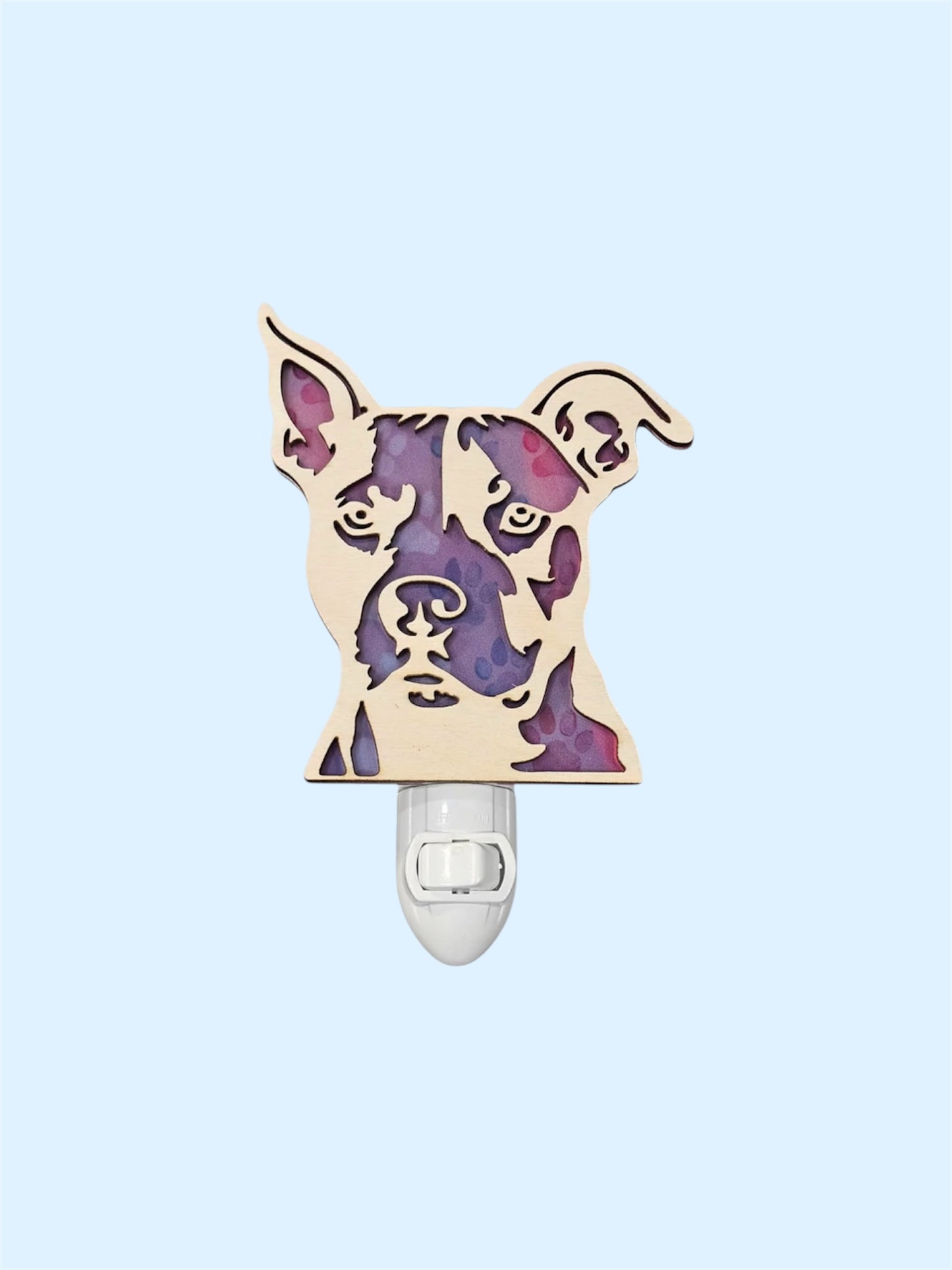 Pitbull Wood LED Night Light Dog Lovers Nightlight