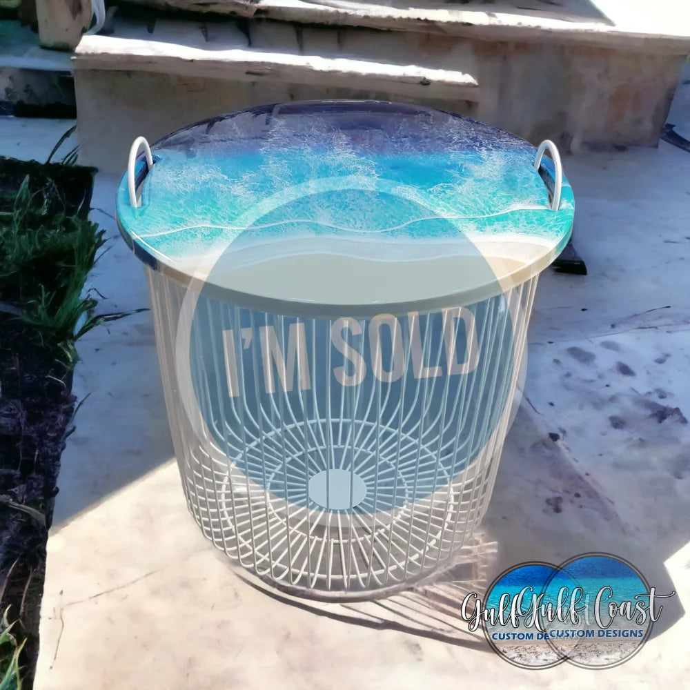 Beach Themed Towel Basket - Side Table- Serving Tray 19’’ x 17’’ Basket