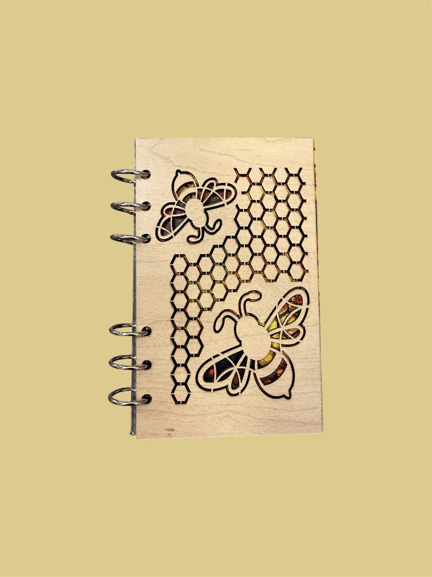 Honey Bee A6 Refillable Wood Notebook Journal
