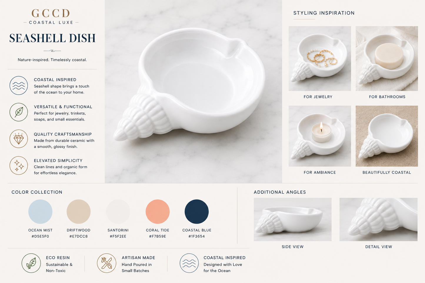 Sea Shell Trinket Dish Tray - Luxe Collection