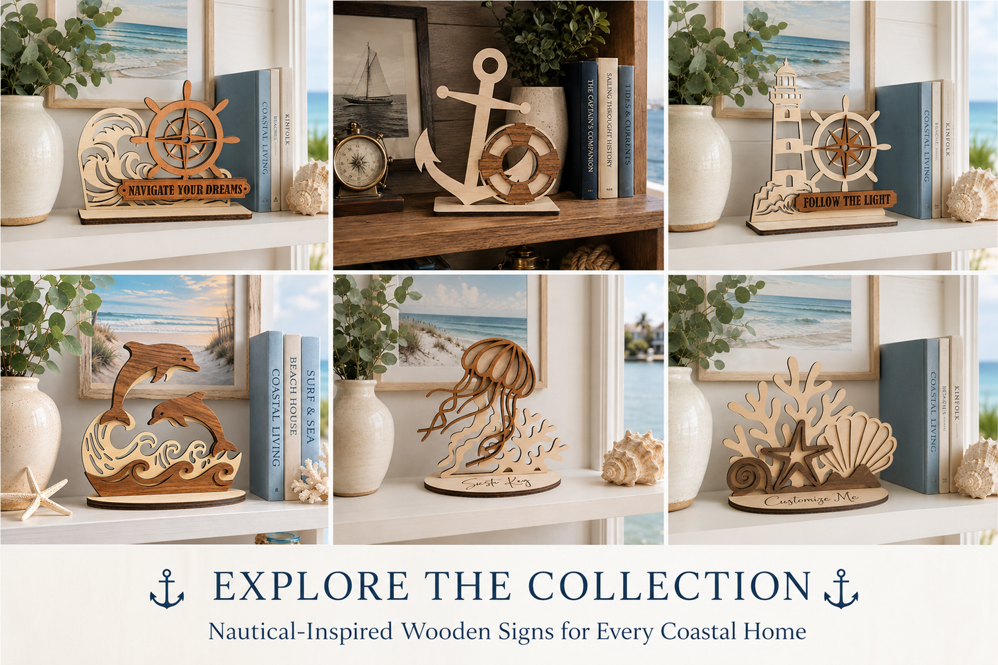 Counter Art - Multilayer Coastal Wood Art with Name Drop (Wholesale)