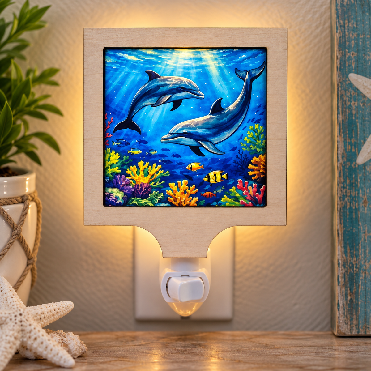 Dolphins Tropical Coastal LED Night Light (Wholesale)