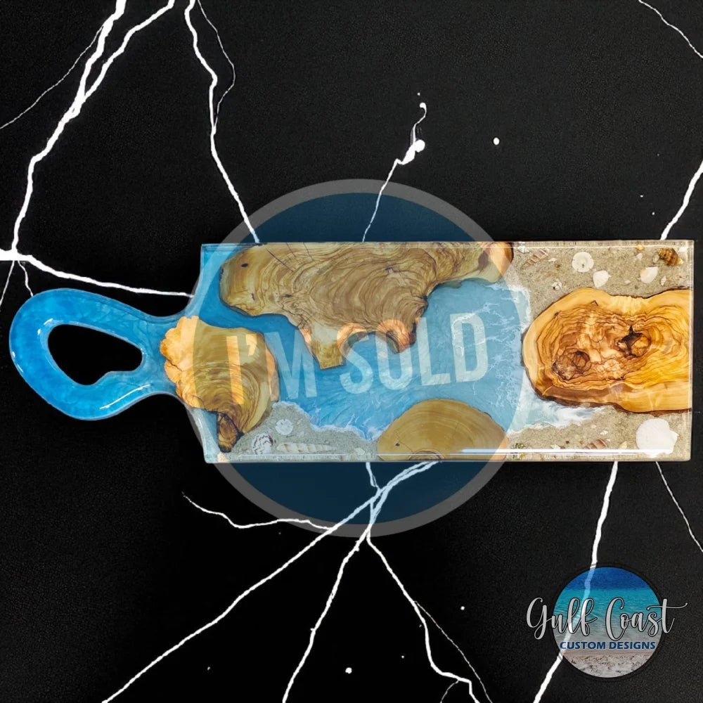 Handmade Olive Wood & Ocean Resin Charcuterie Board Custom Serving Tray – Sarasota Coastal Kitchen Décor charcuterie