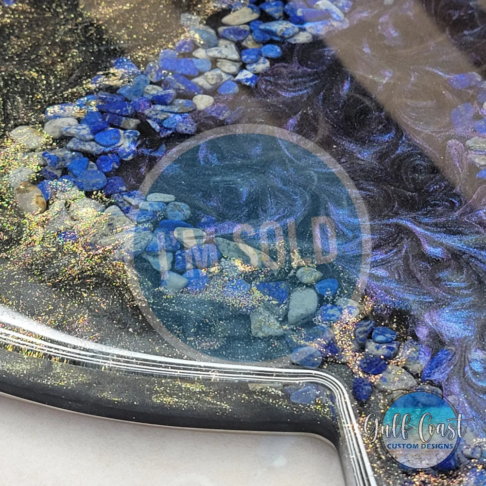 Lapis Lazuli Stone Custom Alcohol Ink Epoxy Board Serving Trays
