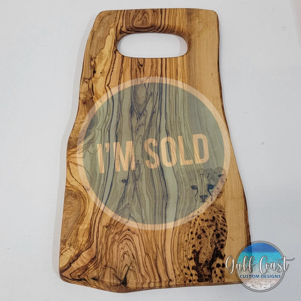 Olivewood Charcuterie Cutting Board with Cheetah Engraving Serving Trays