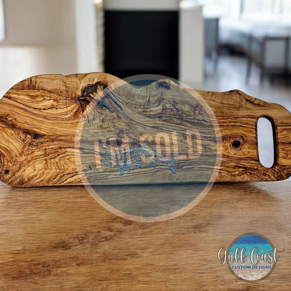 Olivewood Cutting Board + Juice Groove Serving Tray with TARPON resin inlay cutting board
