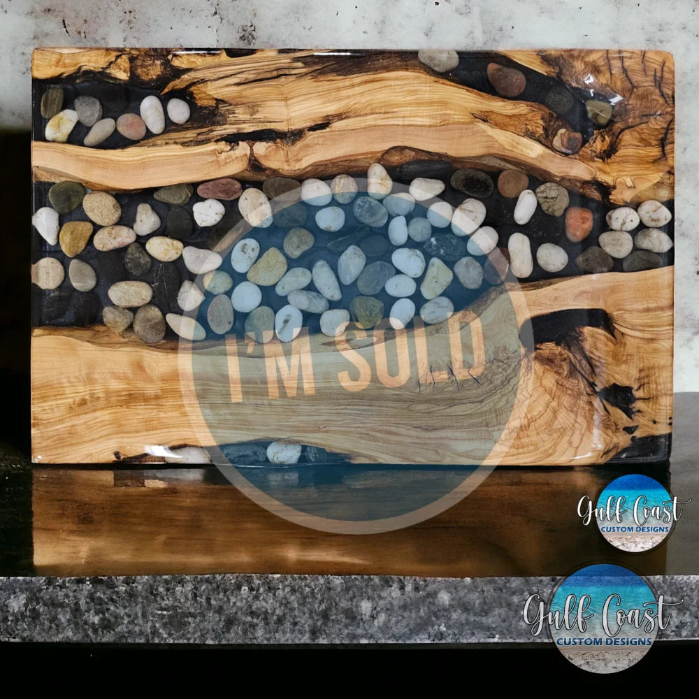 Pebble Beach Olivewood Tray Kitchen Art Decor