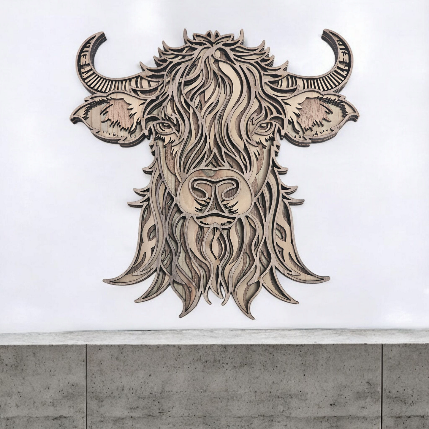 Wood Art | Highland Cow Wall Art Home Decor Multi-layer Wood Art