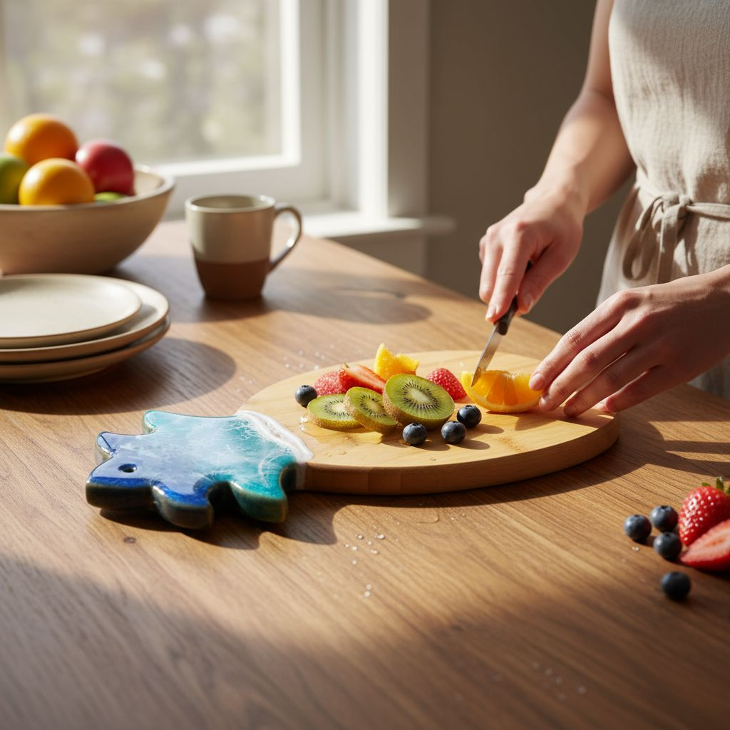 Pineapple Bamboo Cutting Board š with Resin Art