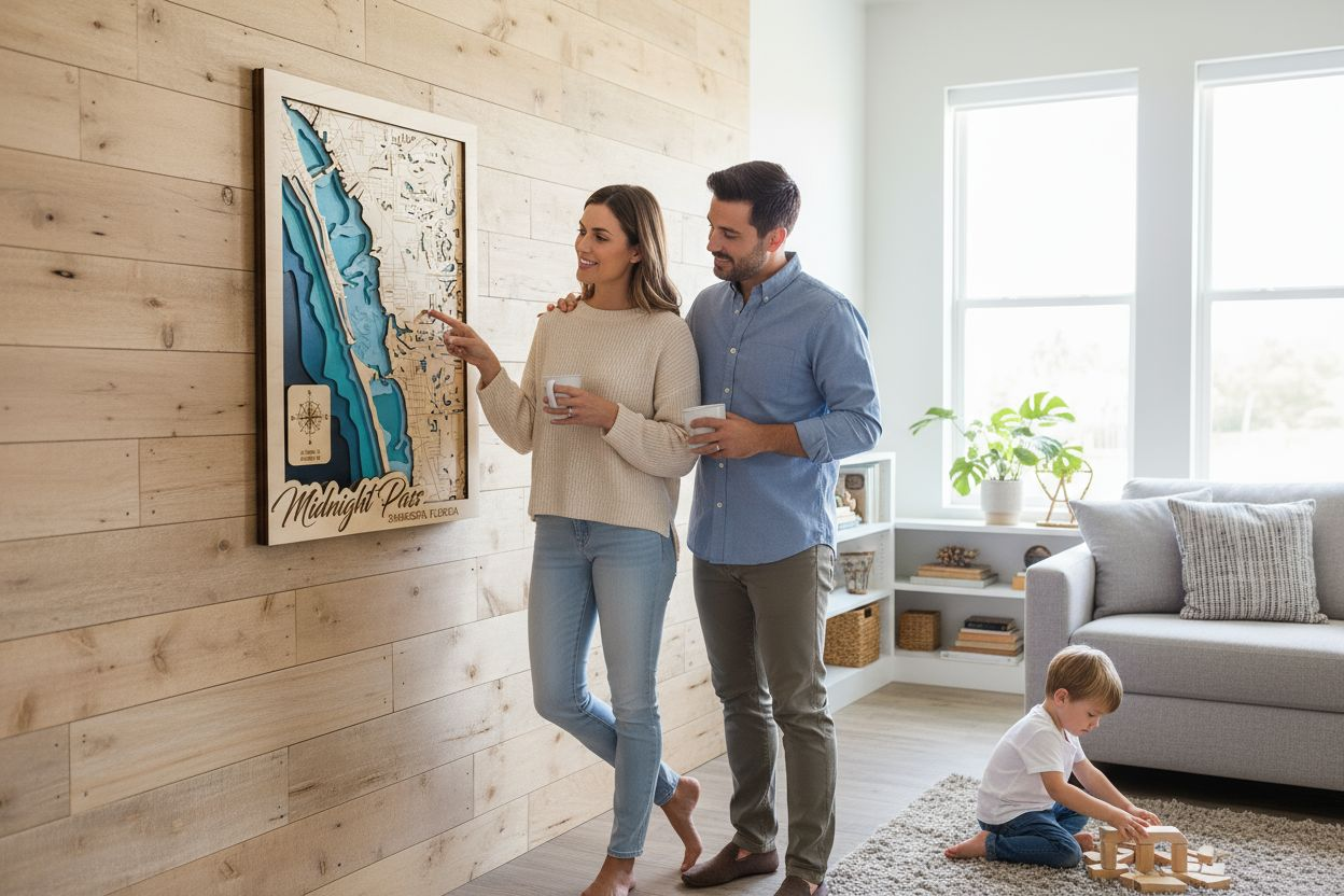Midnight Pass Multilayer Wood Map - Discover Sarasota's Iconic Coastal Waters