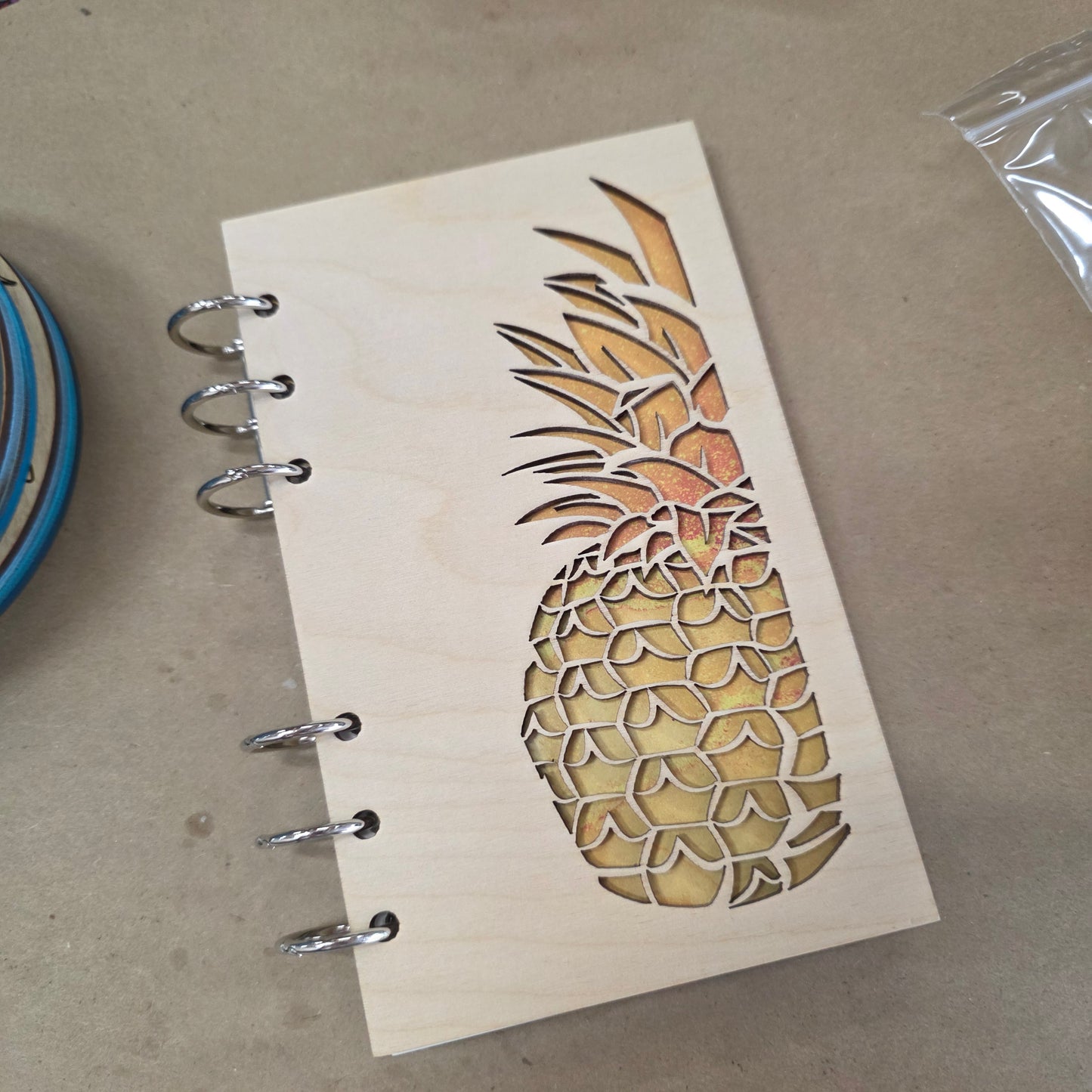 Pineapple Refillable Wood Journal Notebook - A6 paper notebook