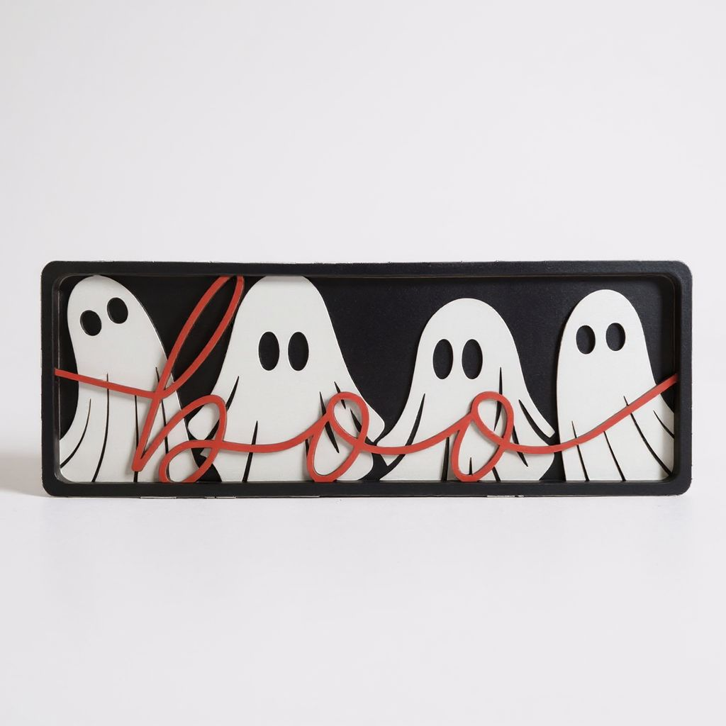 Halloween "Boo" Shelf Sitter – Multi-Layer Decorative Sign