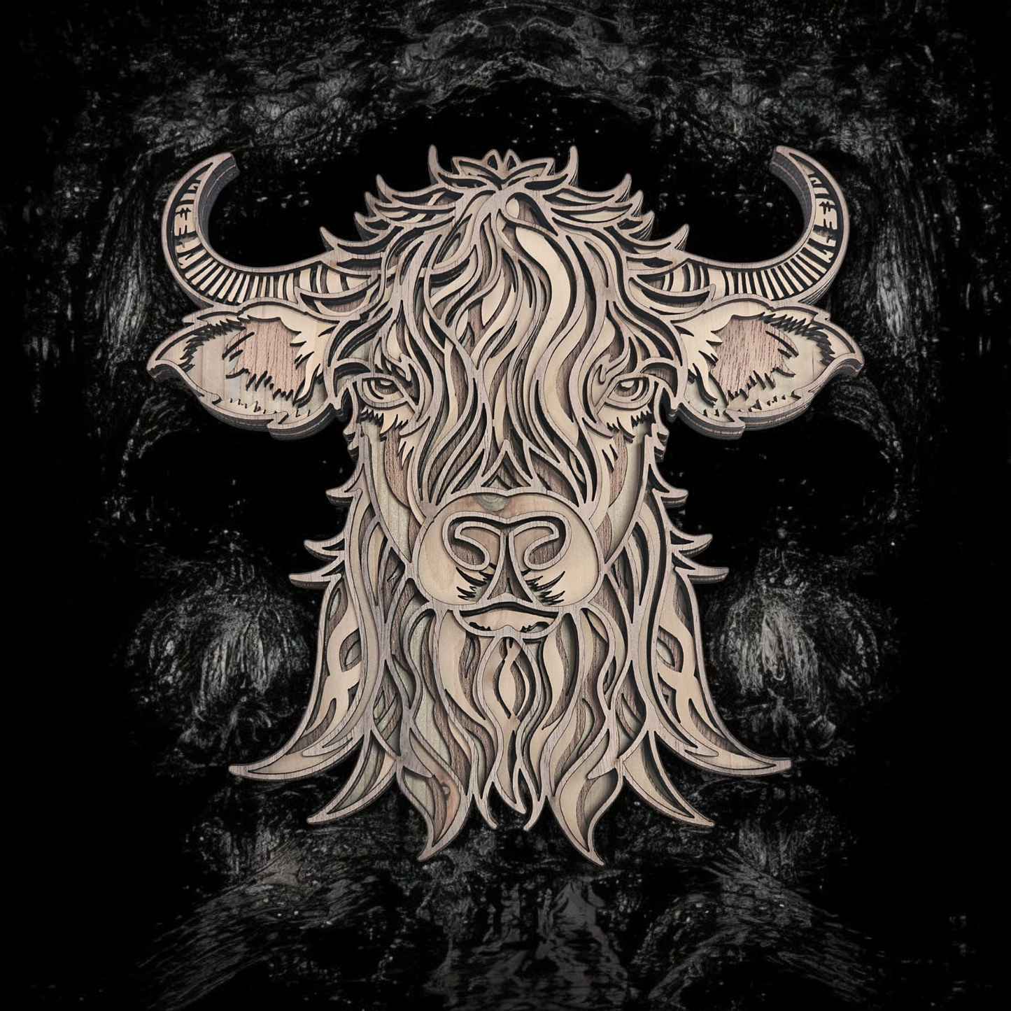 Wood Art | Highland Cow Wall Art Home Decor Multi-layer Wood Art